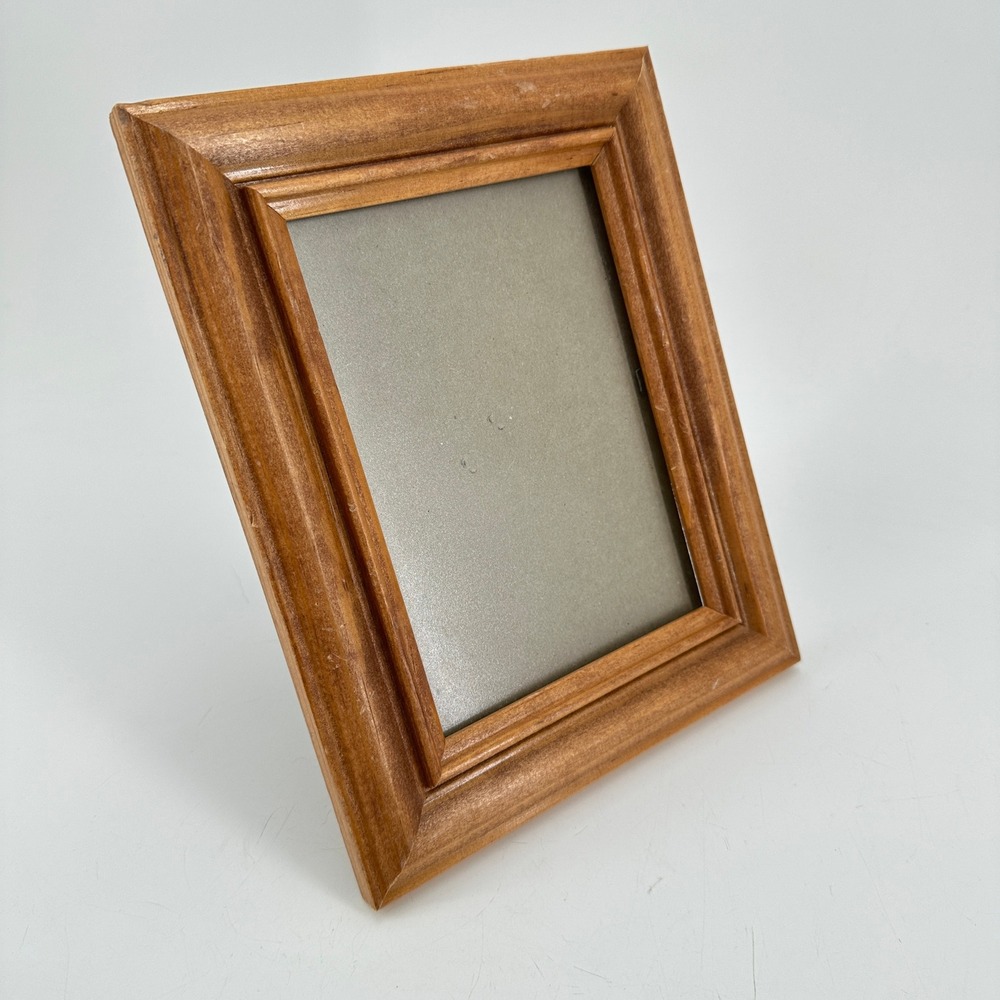 Honey Brown Solid Wood 5x7 Picture Frame Beveled Tiered Tabletop Display
